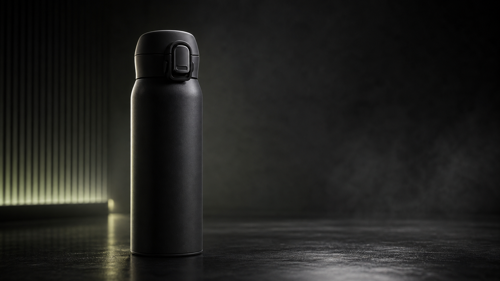 Premium studio lighting on a matte black bottle